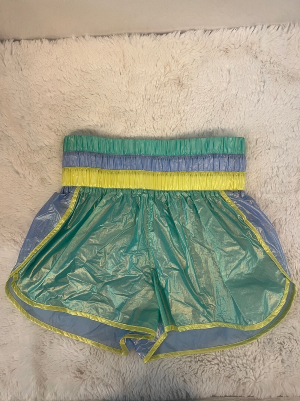 Karlie Shimmery Teal High-Waist Smocked Skirt